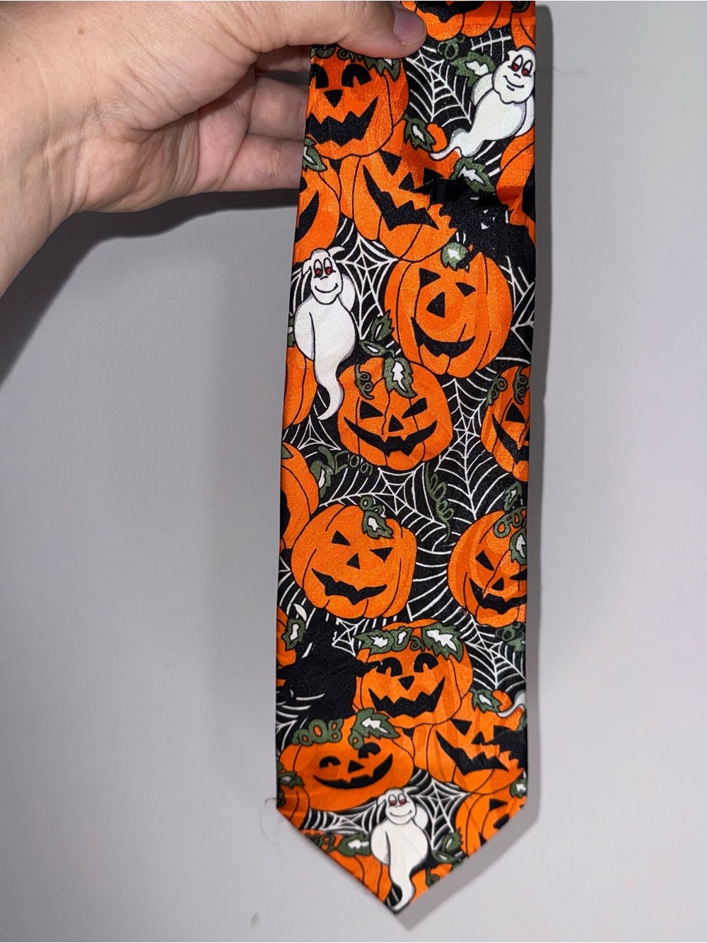 Fratello Halloween Necktie Pumpkins Ghosts Spiderweb Black Orange Novelty Tie